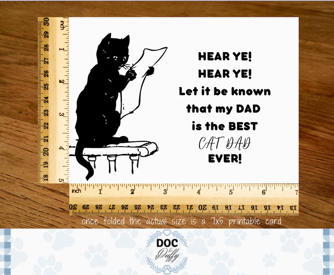 Printable Cat Dad Card, Father's Day Cat Card, From the Cat Father's