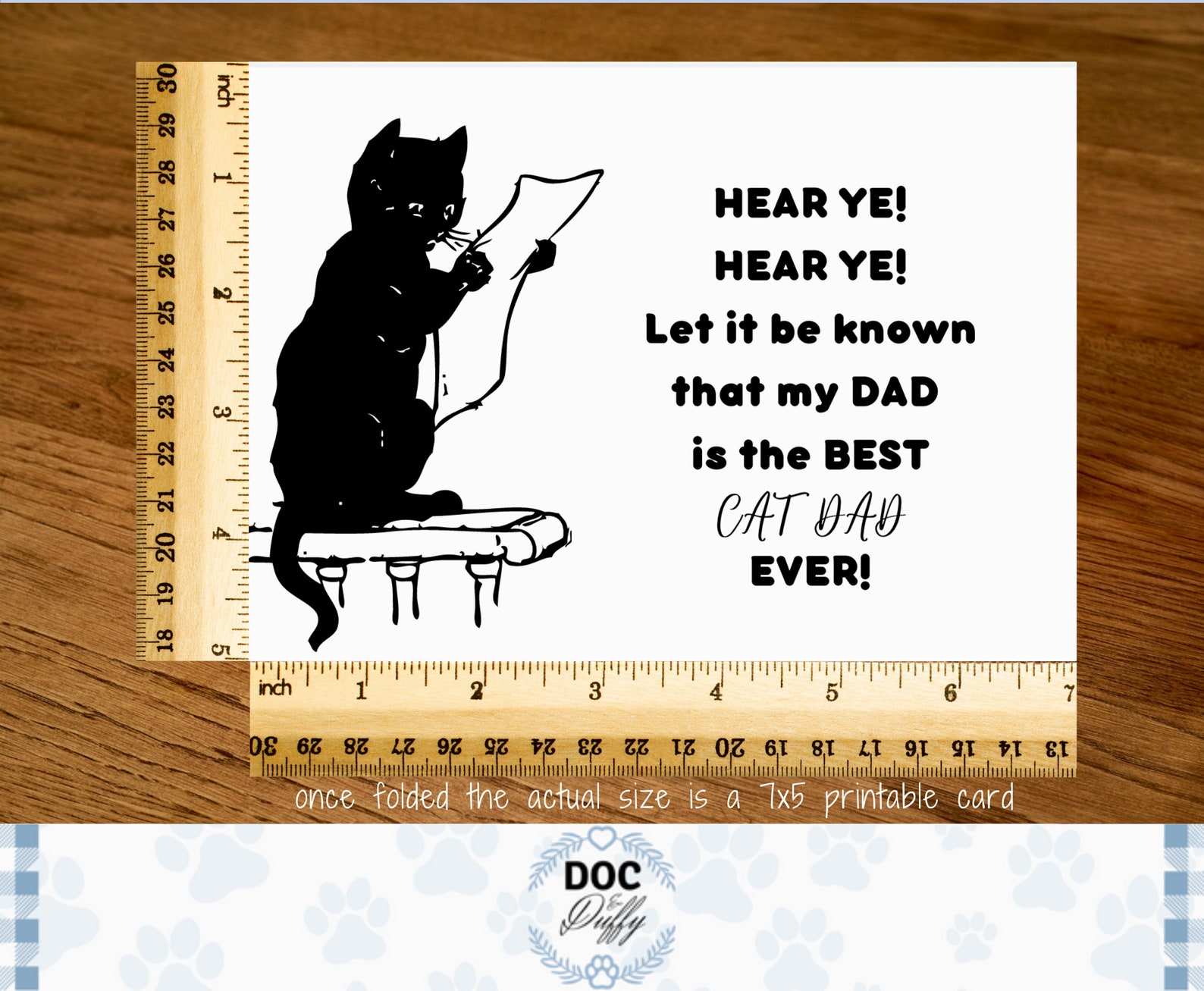 Printable Cat Dad Card, Father's Day Cat Card, From the Cat Father's