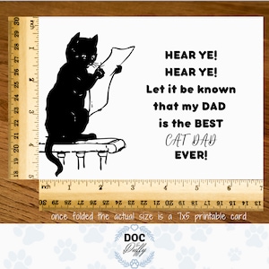 Printable Cat Dad Card, Father's Day Cat Card, From the Cat Father's ...