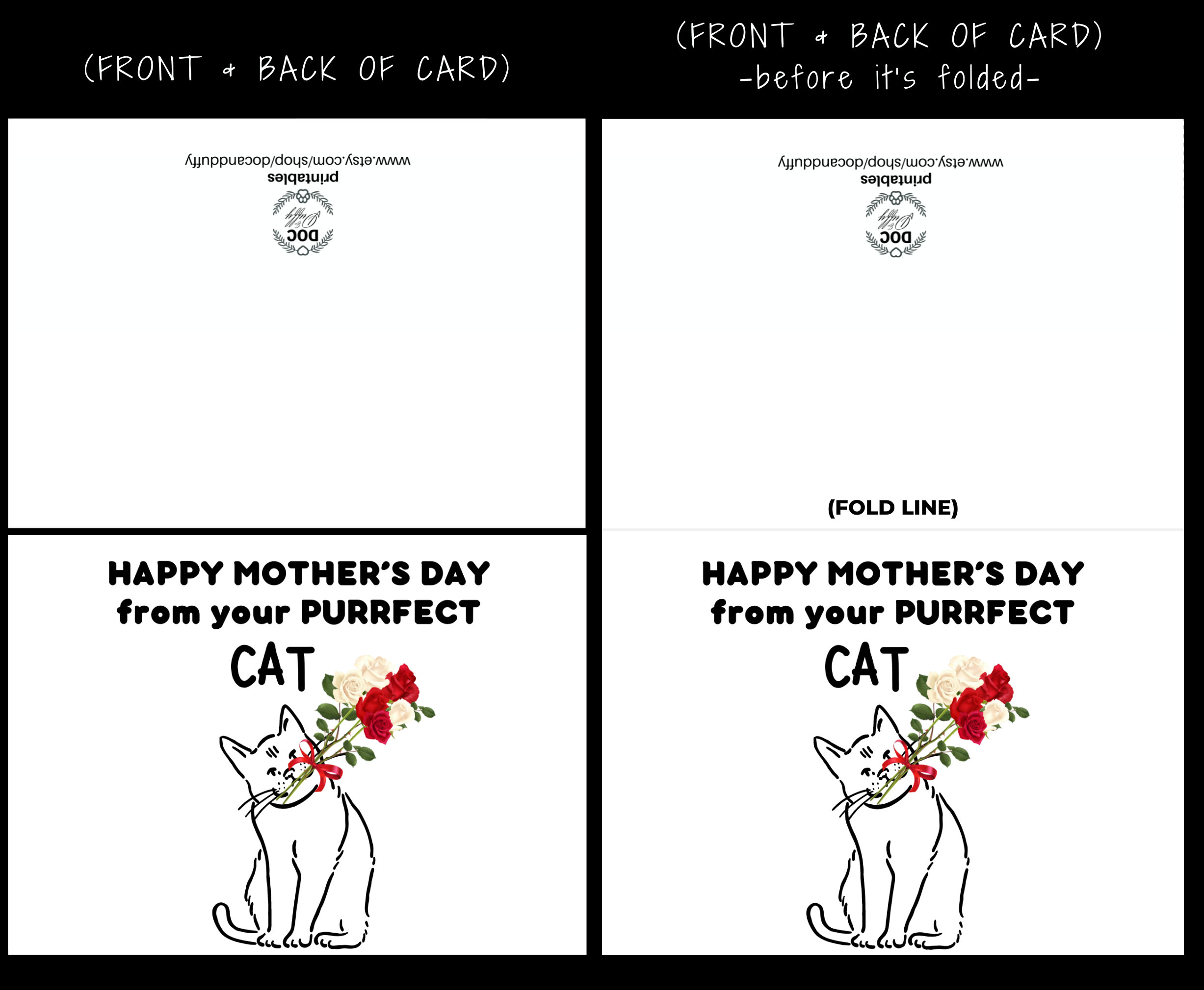 Mother's Day Card From the Cat, Printable Mothers Day Greeting Card ...