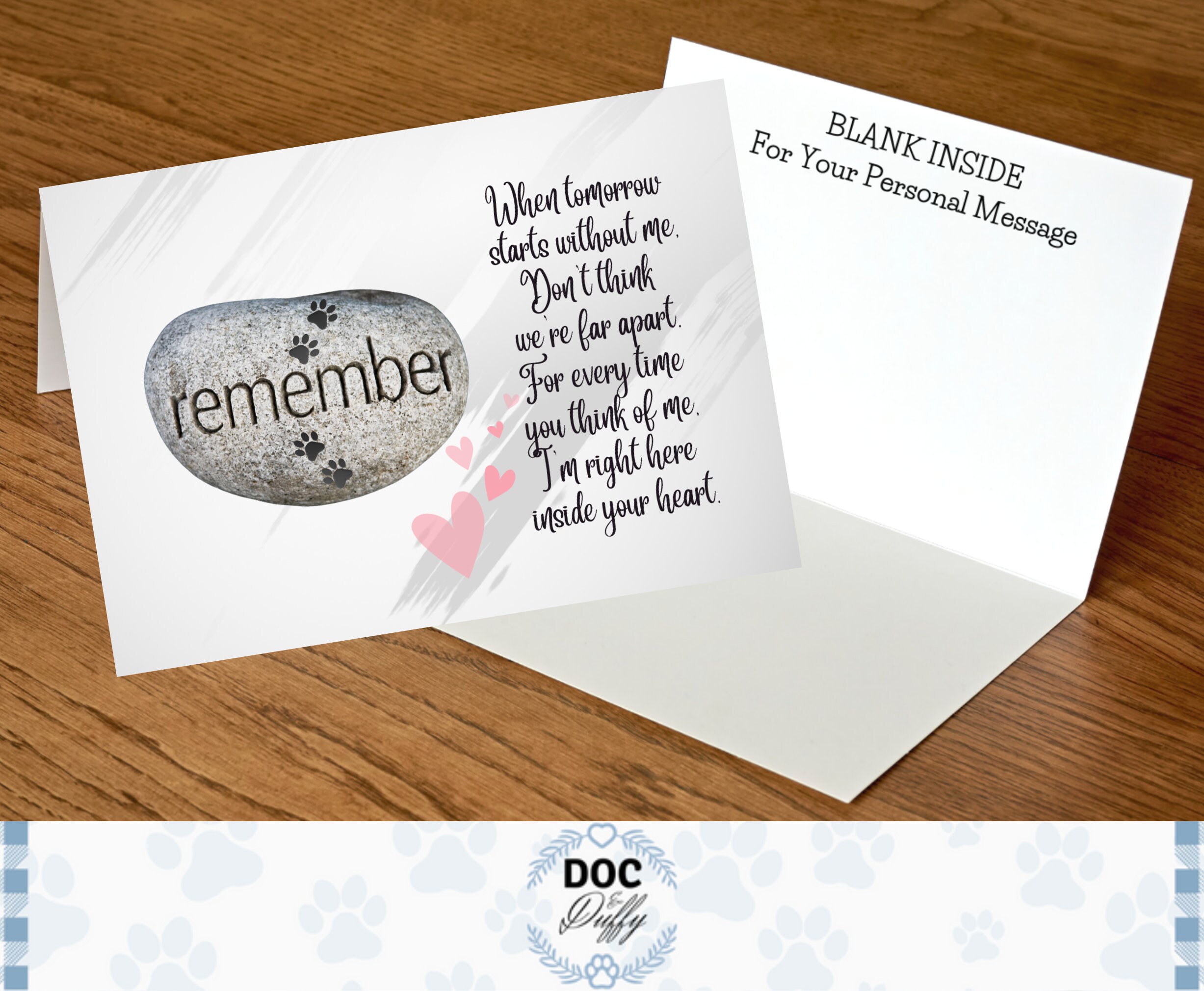 Pet Loss Memory Stone Card, Pet Loss Sympathy Card, Pet Loss Dog Card
