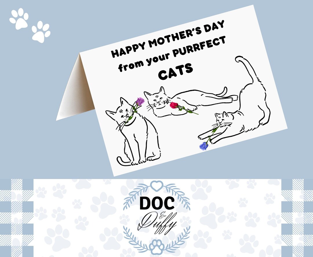 Happy Mother's Day From the Cats Card, Printable Mothers Day Greeting ...