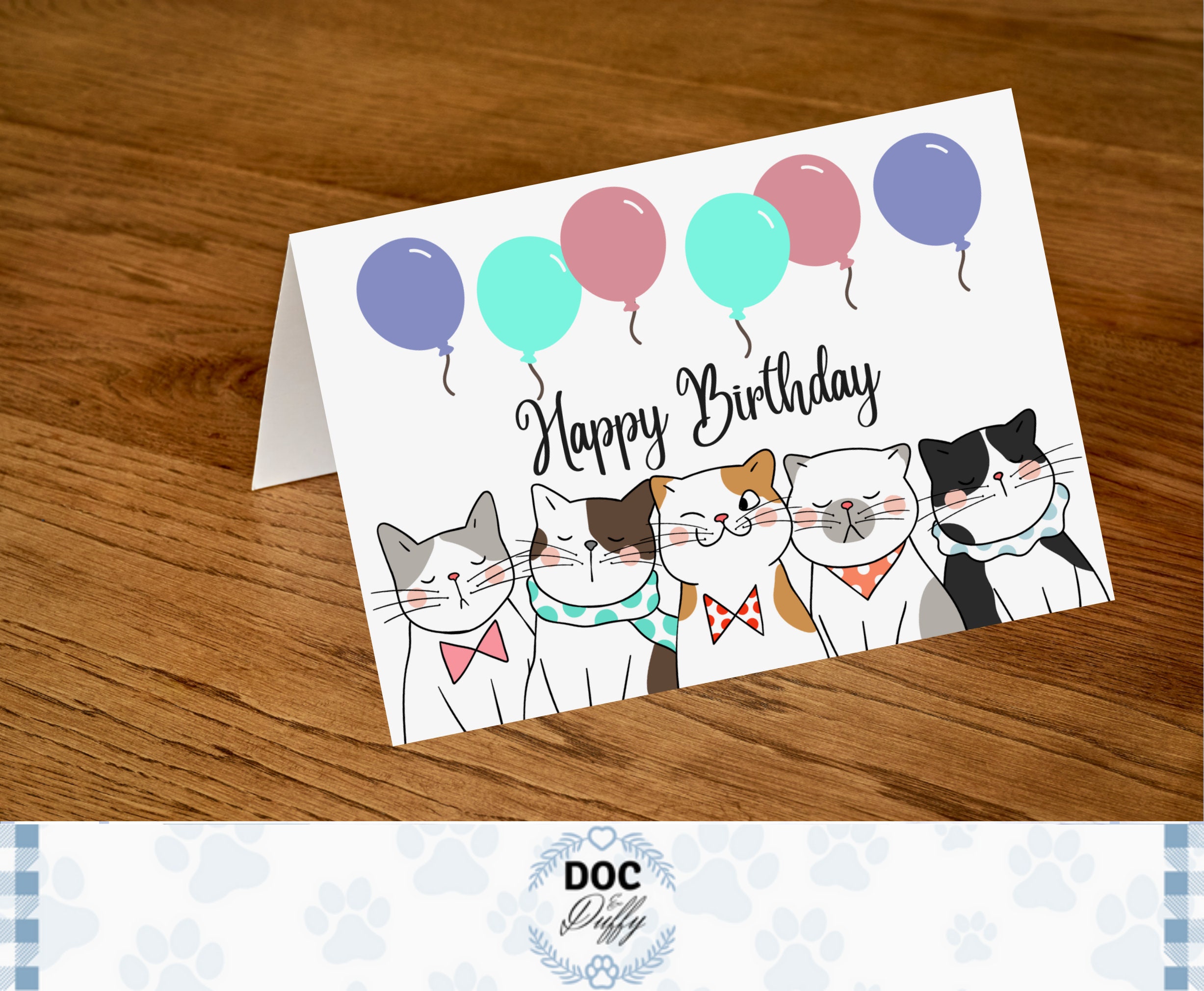 Printable Cat Card Birthday, Funny Cat Card, Cat Lovers Card, Happy ...