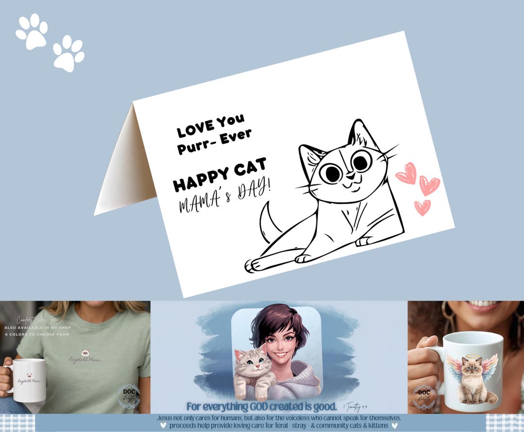 Printable Mother's Day Card From the Cat, Digital Download, PDF, Cat ...