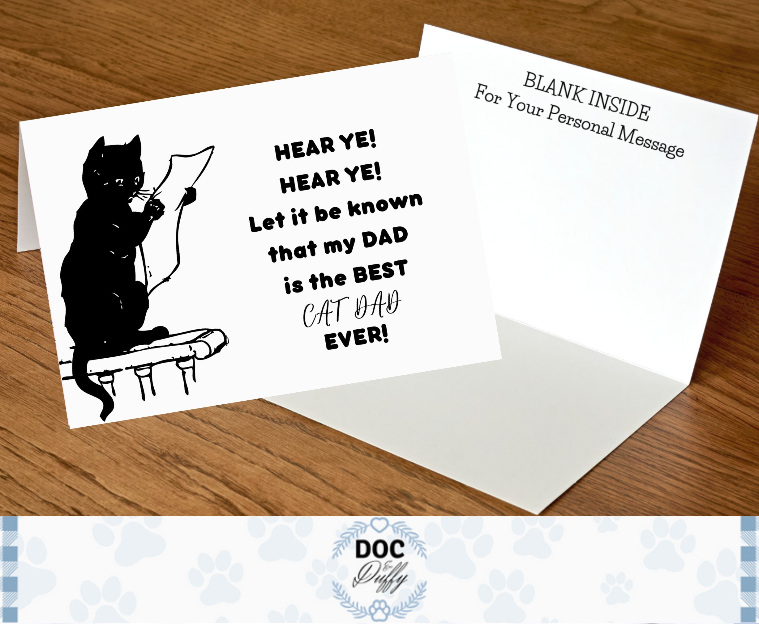 Printable Cat Dad Card, Father's Day Cat Card, From the Cat Father's ...
