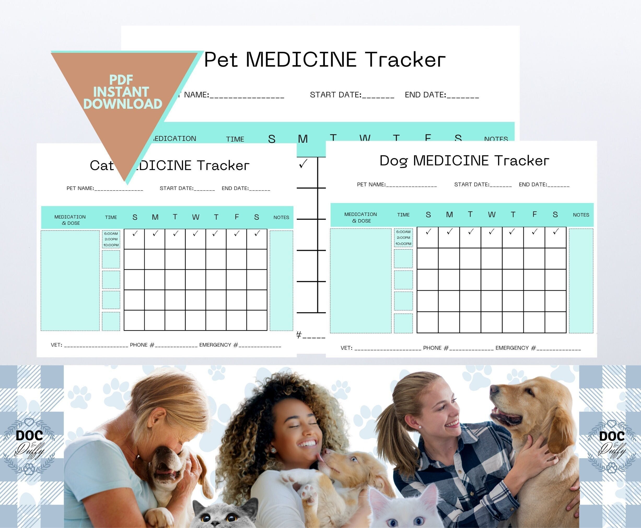 Pet Medicine Tracker, Dog Medication Tracker Printable, Cat Medication ...