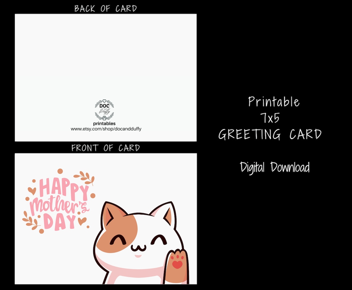 Happy Mother's Day Card, From the Cat, Printable Mothers Day Greeting ...