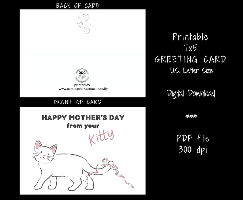 Downloadable Mother's Day Card, Mothers Day Card for Cat Mom, Printable ...