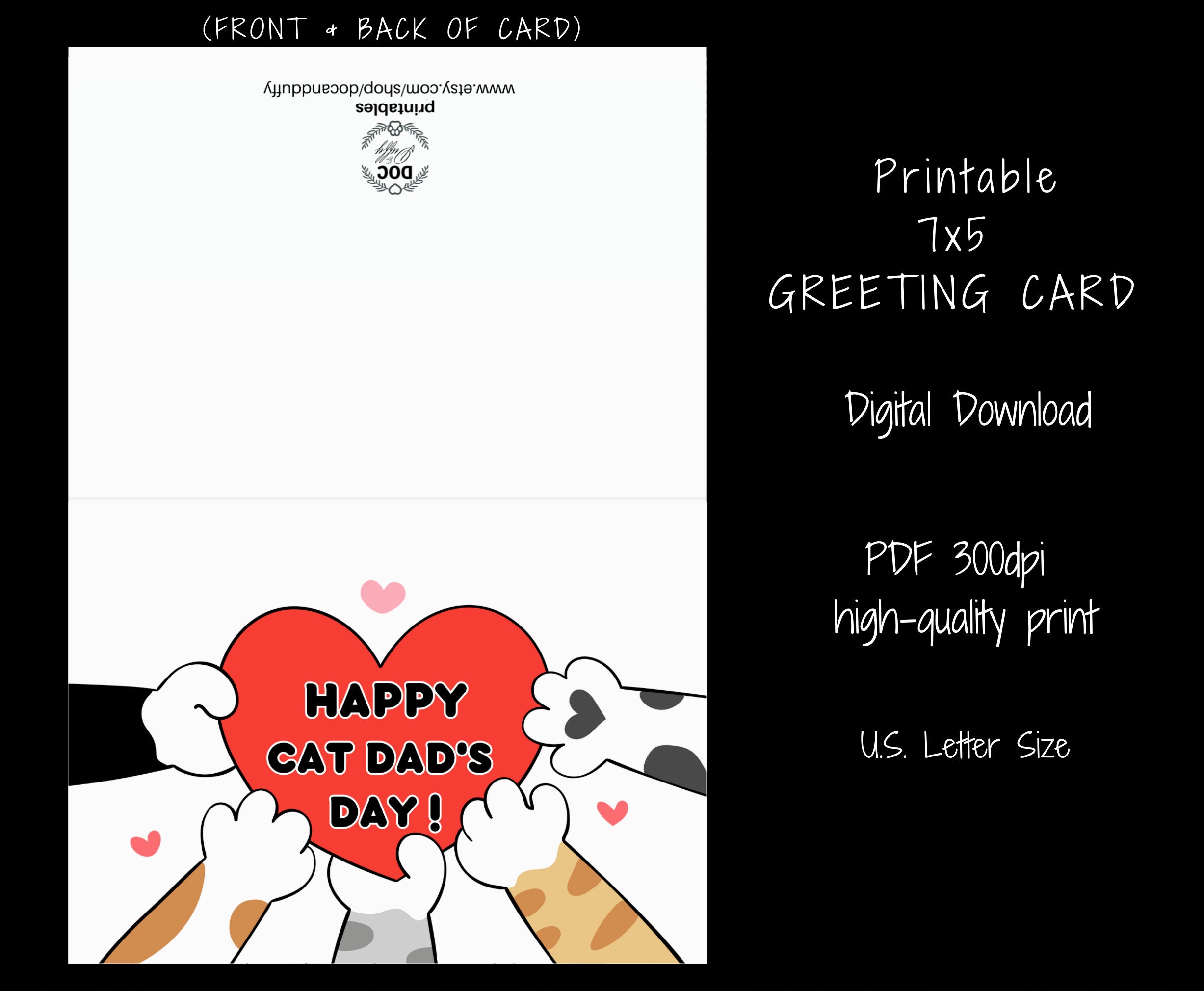 Happy Cat Dad's Day Card From the Cat, Printable Fathers Day Greeting ...