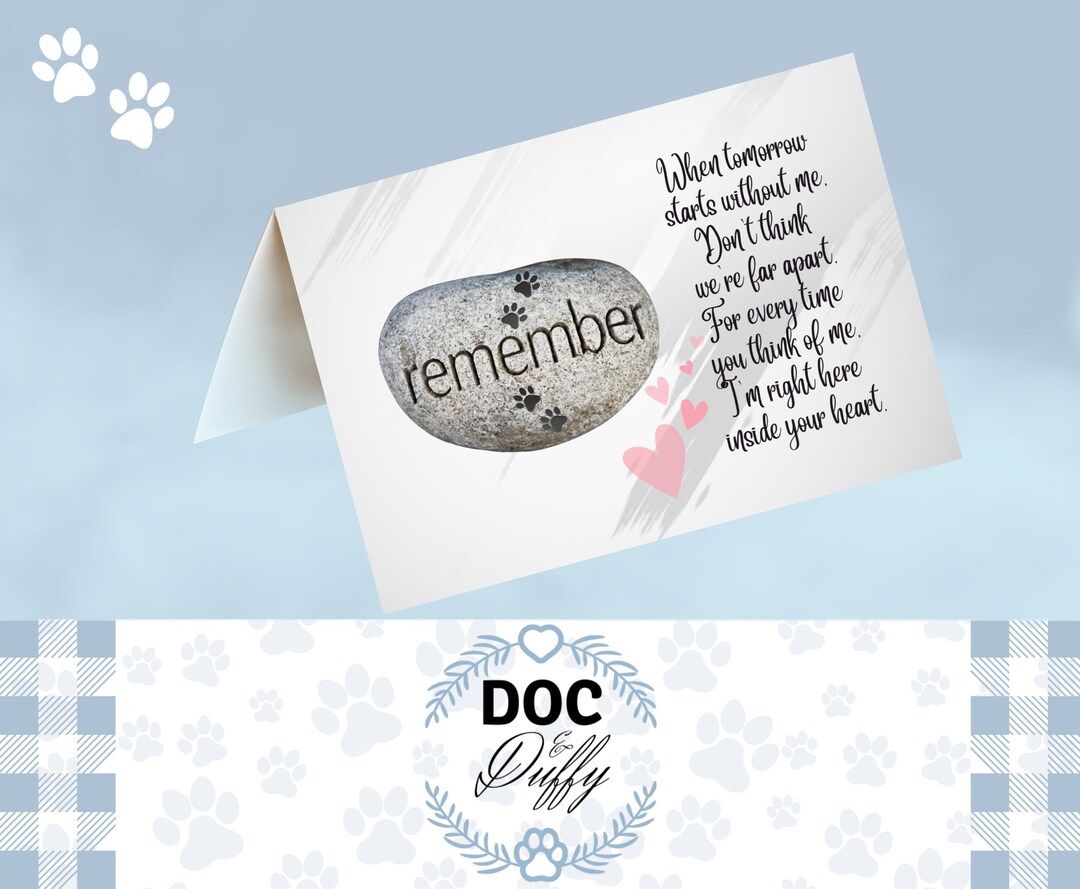 Pet Loss Memory Stone Card, Pet Loss Sympathy Card, Pet Loss Dog Card