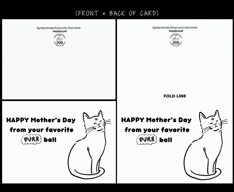 Printable Mother's Day Cat Card Mothers Day Card for Cat - Etsy