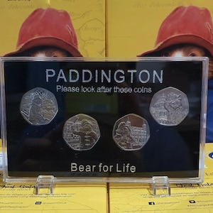 2018 & 2019 Paddington Bear 50p in Display Case 4 Coins CATHEDRAL TOWER STATION