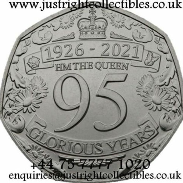 2021 Gibraltar Queens 95th Birthday 50p coin