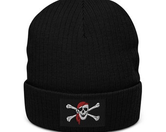 Ribbed knit beanie Pirate Jolly Roger
