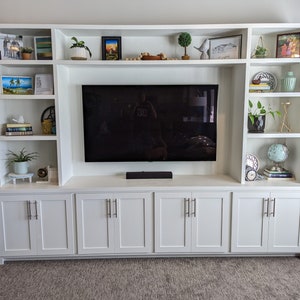 Build Plans with CAD Models for Built-In Entertainment Center with Shelves and Cabinets - 10 ft. x 7-1/2 ft. - Up to 75" TV