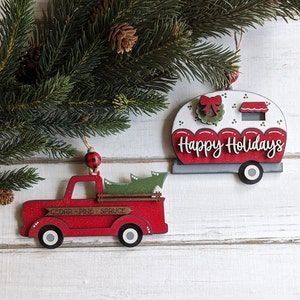 Camper Ornament, Truck Ornament, Christmas Camper & Truck Ornaments, Happy Camper Ornament.
