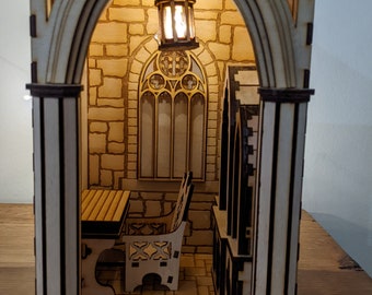 Book Nook SVG laser cut digital file ~ Castle Study Book Nook SVG file. ~ Gothic castle room Book Nook Laser file.