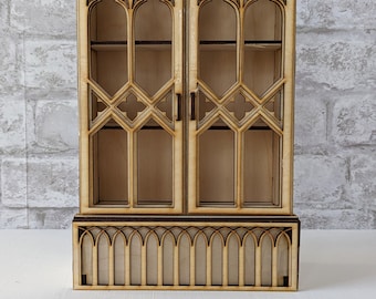 Gothic curio/potions cabinet book nook SVG digital laser file.