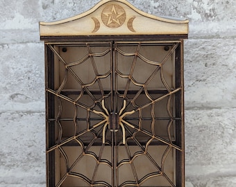 Miniature 1:12 scale Witches' potion cabinet DIY kit, miniature Witches' potion cupboard kit, miniature dollhouse Witches' cabinet DIY kit.