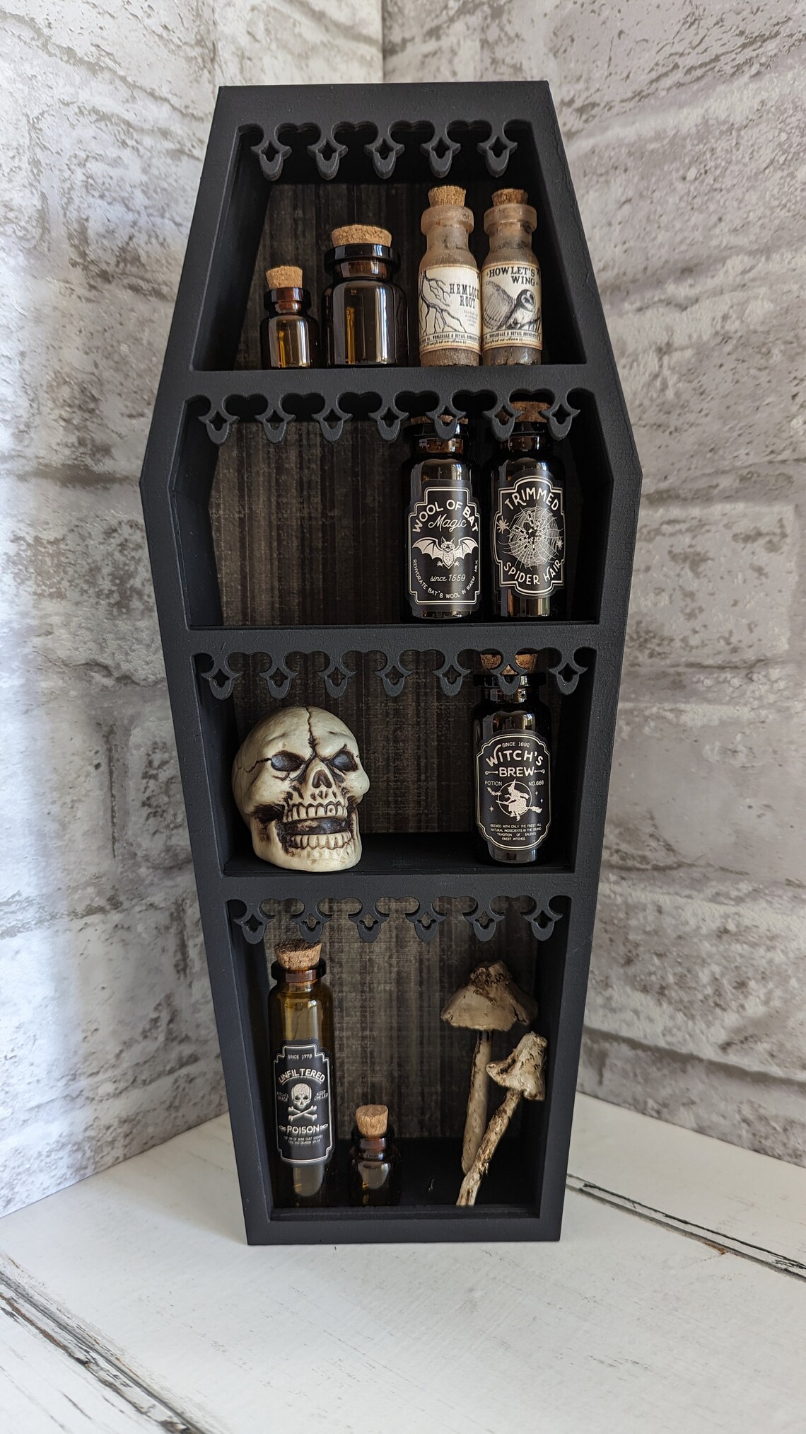 Gothic Coffin Curiosity Shelf DIY Kit, Coffin Apothecary Shelf DIY Kit, Small Coffin Shelf