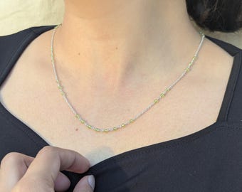 Collier Ras Du Cou Péridot Ovale - Pierres Facettées Vertes - Fait Main