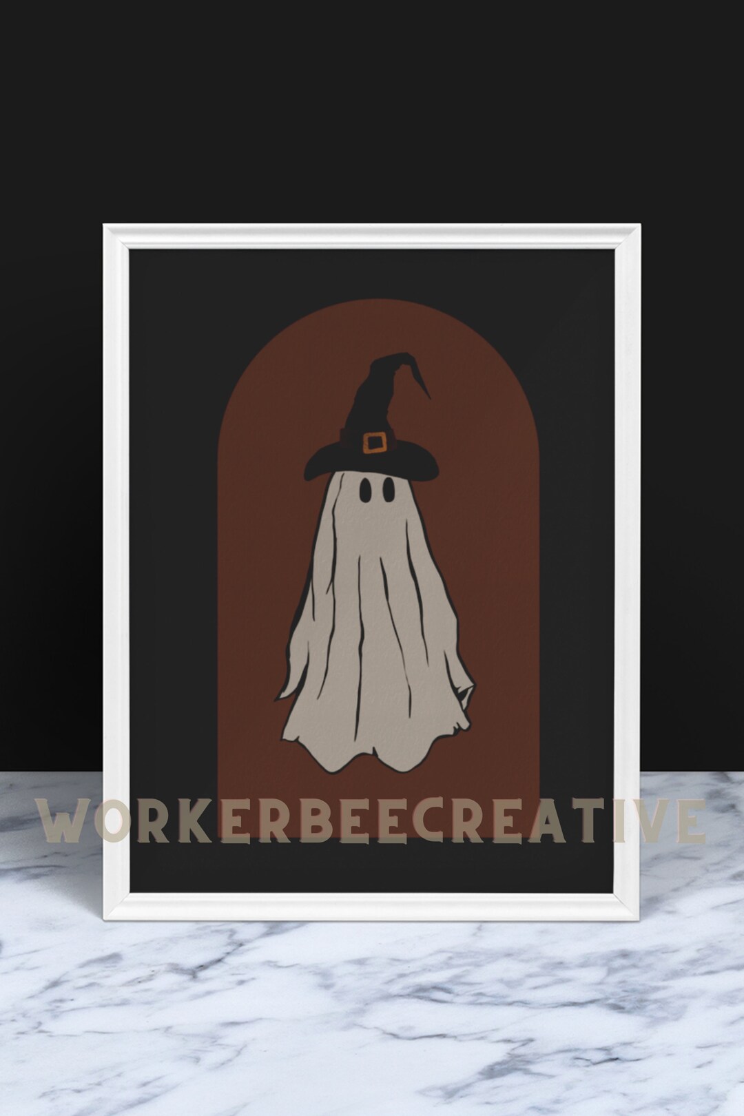 Ghost in A Witches Hat, Witchy Art Print, Halloween Art Print, Ghost ...