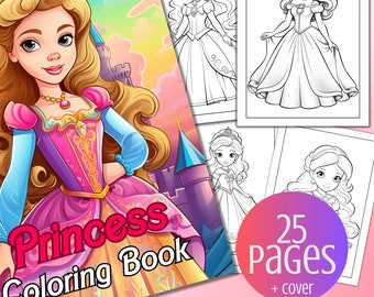 Princess Colouring Book | Adults | kids | Instant Download | Printable PDF |