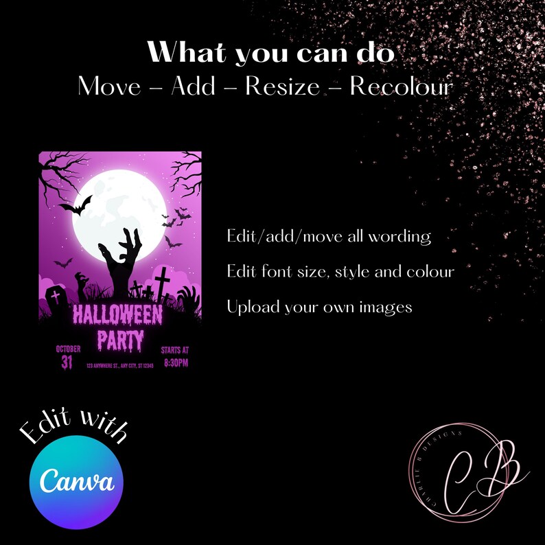 Pink Halloween Party Invitation | Digital Download | Editable | Kids ...