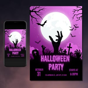 Pink Halloween Party Invitation | Digital Download | Editable | Kids ...