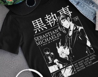 Unisex, Black Butler Shirt, Sebastian T-Shirt, Kuroshitsuji, Toboso Yana, Sebastian, Japanese, Anime Gift, Vintage, Grunge, Gothic