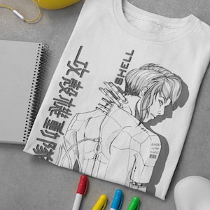 Unisex Ghost in the Shell Motoko Kusanagi Vintage Anime T-Shirt, 90s Retro Manga Waifu Shirt