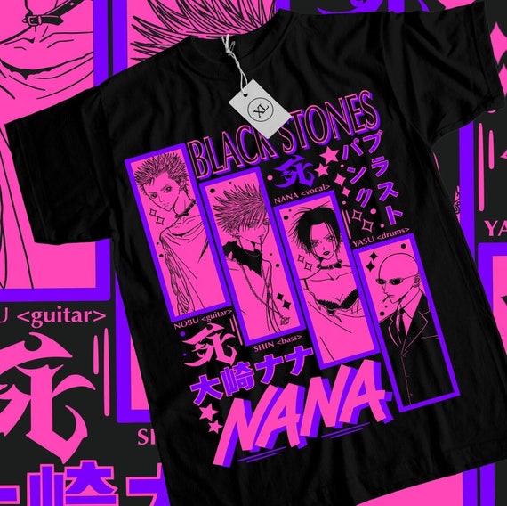 Nana Osaki T-shirt Black Stones Girl Kawaii Manga Anime Graphic
