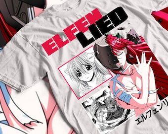 ユニセックスエルフェンリートルーシーアニメTシャツ、にゅう、楓 