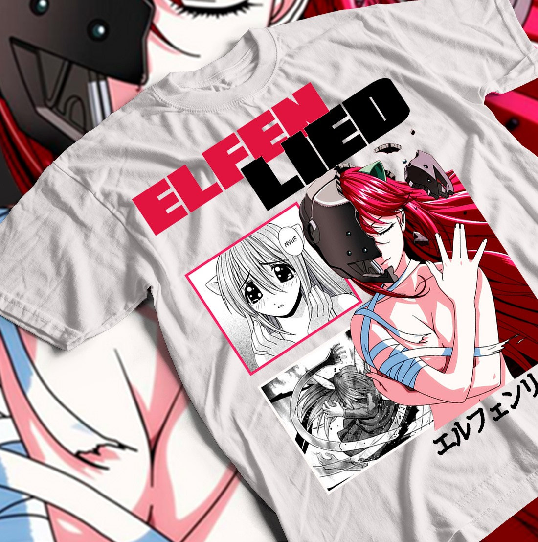 Elfen Lied T-shirt Lucy Nyu Kaede Anime Girl Manga T-shirt Graphic Elfen Lied T-shirt Lucy Nyu Kaede Anime Girl Manga T-shirt Graphic