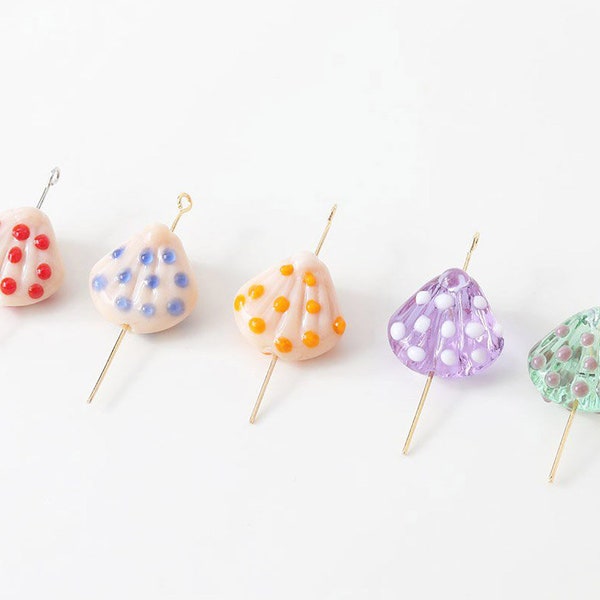 8PCS Shell Shaped Glass Charms, Earring Charms, for Jewelry Making Bracelet, Septal Beads, DIY Hand Made Glass Beaded