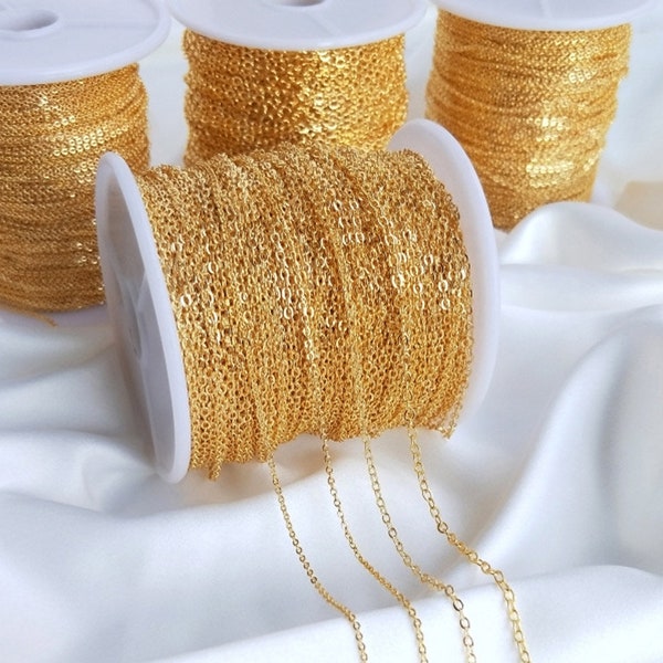 5 Meters Brass Chain, Raw Brass 14k gold plating Chains, 925 silver plating Chains, For Jewelry Making Bracelet Necklace Accessories