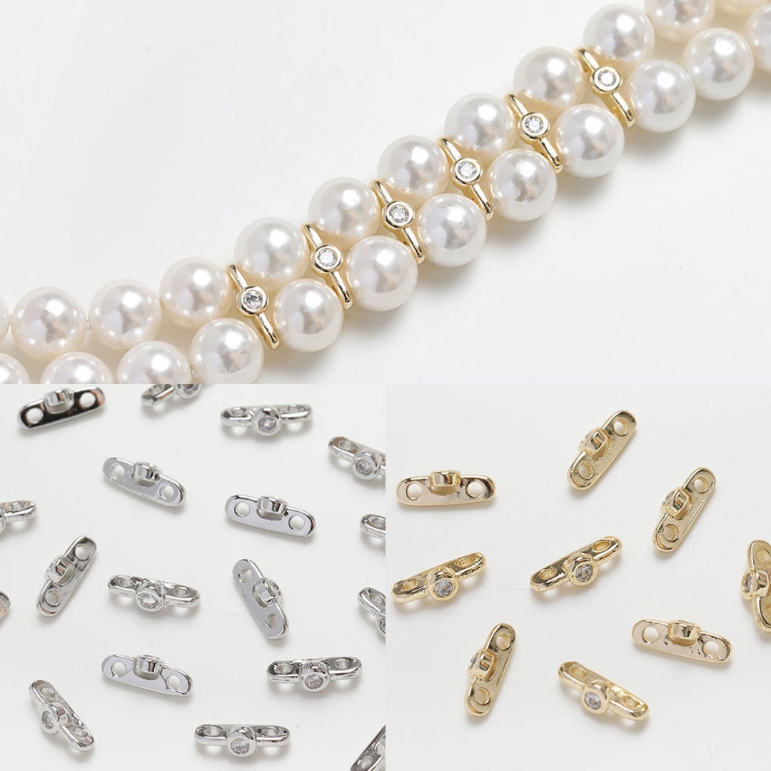 10PCS Double Pearl Chain Fixation Connectors Handmade Chains Connectors, Jewelry Making Findings