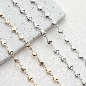 1 Meter Heart Chains, Love Gold Chain, Dainty Bracelet Chain, Making Necklace Anklet Diy Hand Made Chains, 14k Gold Plating