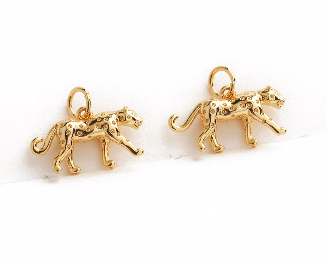 4pcs Dainty Animal Cheetah Charms, Small Cheetah Pendants, Leopard
