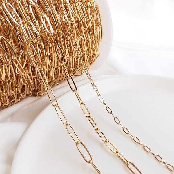 1 metro de latón ovalado cadenas, cadena suelta, para hacer cadena de pulsera, hacer collar de bricolaje Cadenas hechas a mano Hallazgos de joyería