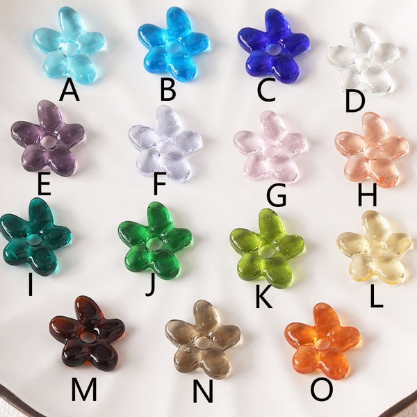 Breloques en forme de fleur en verre irrégulières, pour la fabrication de bijoux, colliers, bracelets, boucles d'oreilles pendantes faites à la main, pendentifs en glaçure colorée, 4 pièces