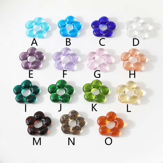 4PC Glass Flower Charms, for Jewelry Making Necklace Findings DIY Hand Made  Drop Earrings Coloured Glaze Accessories 