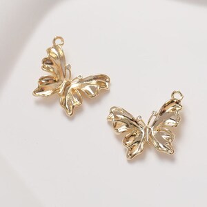 4pcs Dainty Brass Butterfly Charms, Butterfly Pendants , Jewelry Making Findings Necklace Pendants , 14k Gold Plating Brass