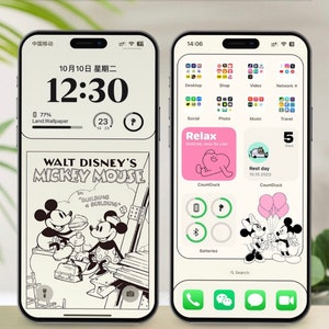 iPhone Wallpaper Cute, Working Micky and Minnie, Instant download