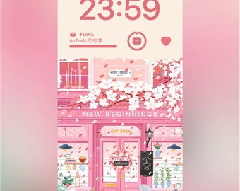 Phone Wallpaper,android wallpaper, New Year Pink, digital wallpaper, instant download