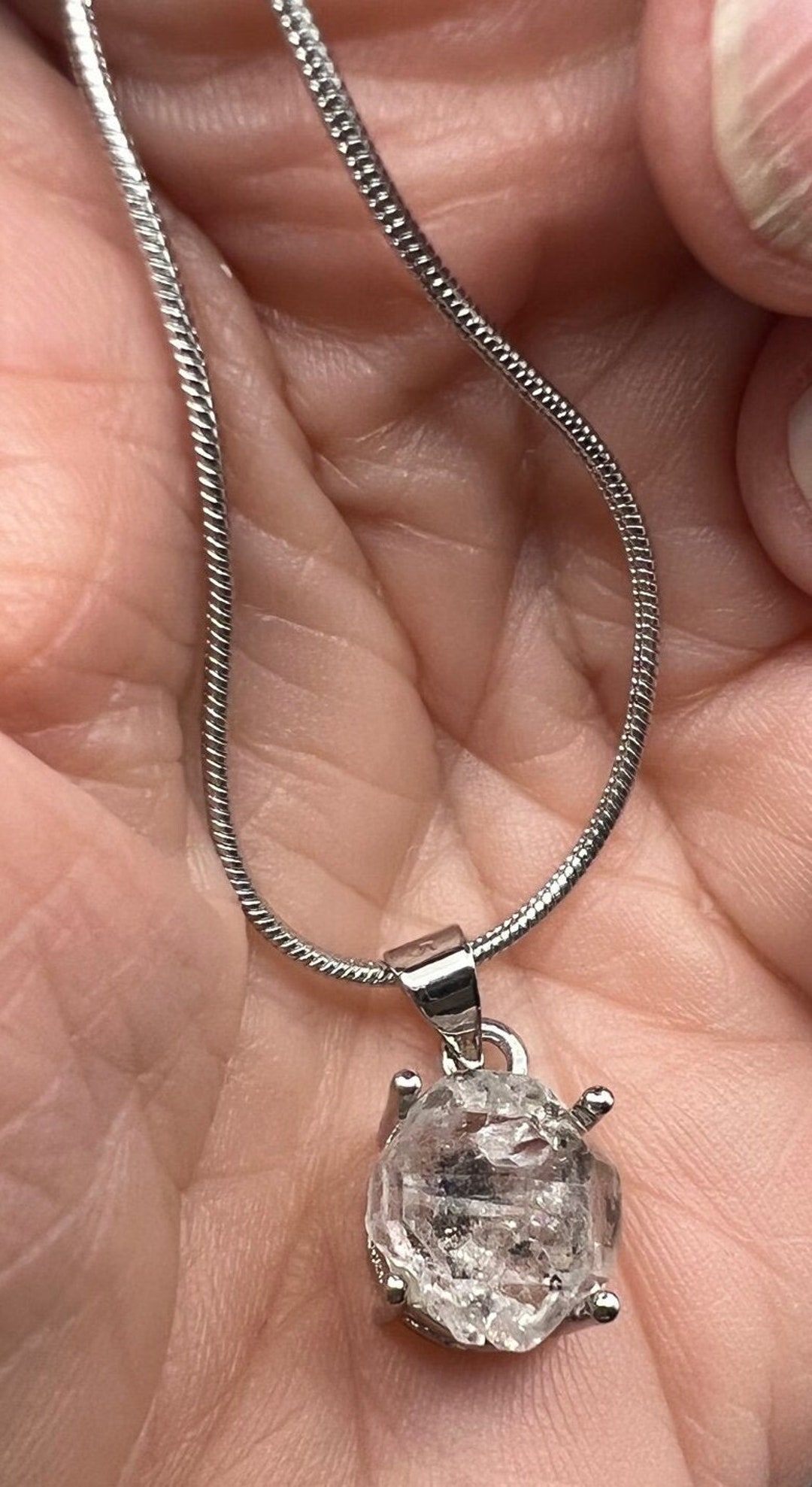 Herkimer Diamond Pendant With Chain, Herkimer Quartz Diamond, Raw