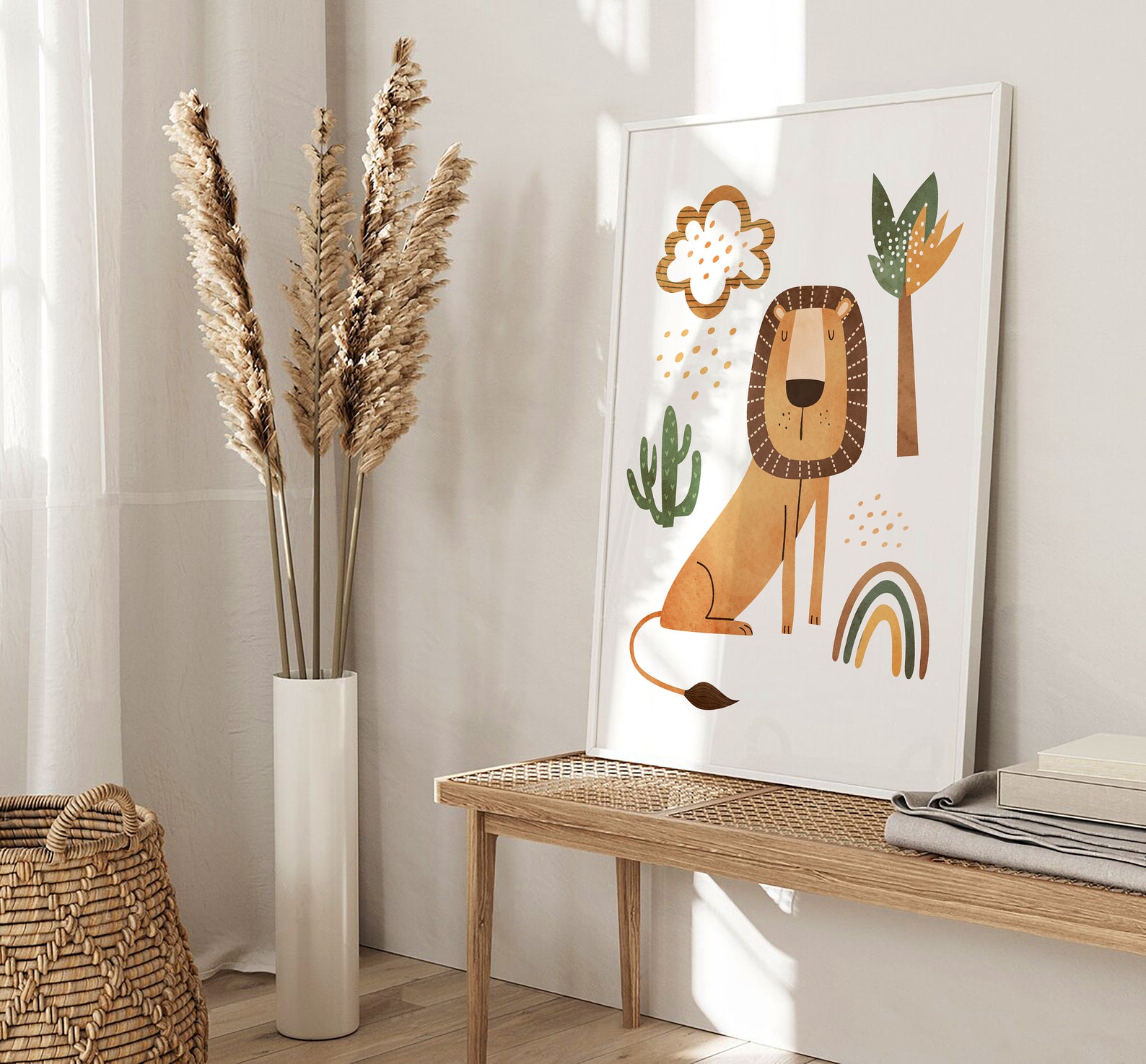 Boho Nursery Wall Art Prints Safari Green Decor Boho Kids Etsy