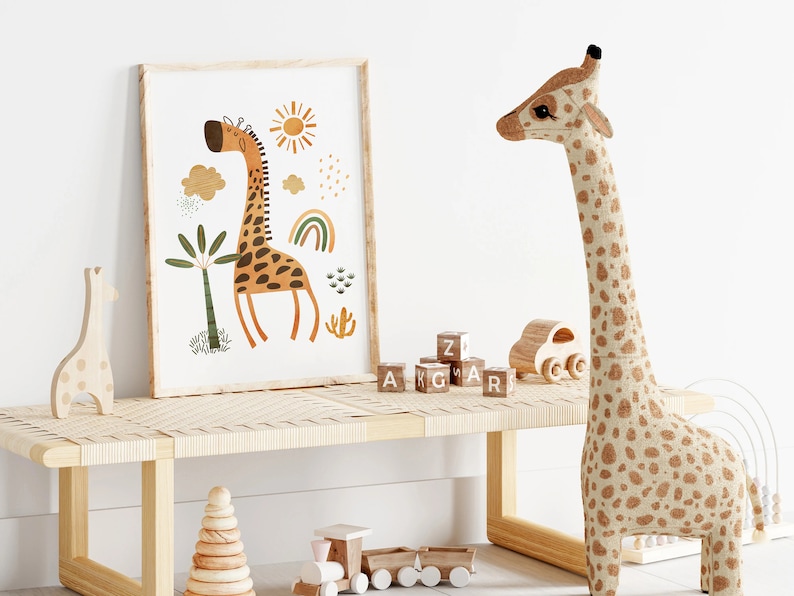 Custom Boho Jungle Animal Wall Décor Safari Nursery Art Print Etsy