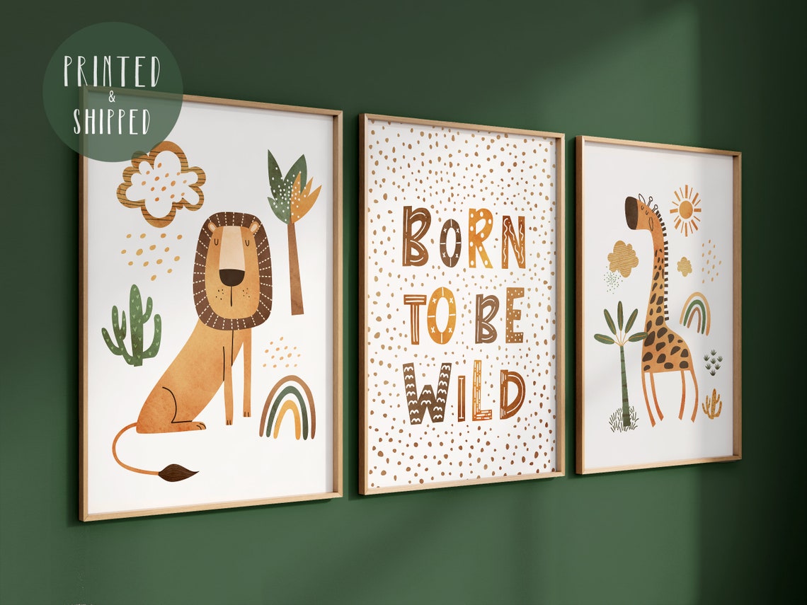 Boho Nursery Wall Art Prints Safari Green Decor Boho Kids Etsy