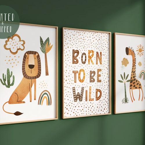Safari Animal Nursery Prints Jungle Animal Kids Room Wall - Etsy